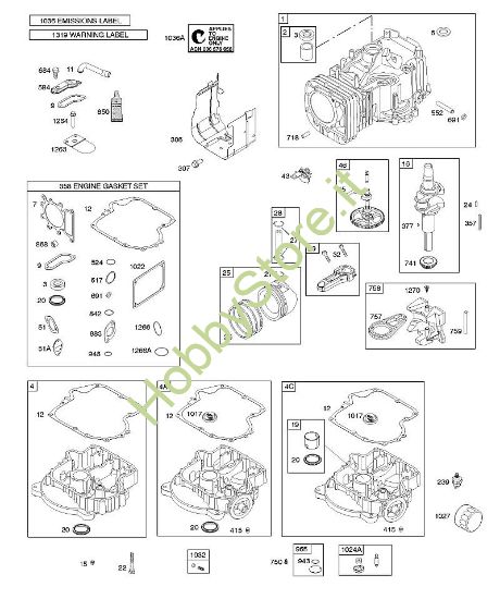 C - Albero a camme, albero motore, cilindro, coppa motore, set guarnizione - motore, lubrificazione, pistone, segmento pistone, biella, coppa, targhetta di indicazione pericolo B&S - 31 €¦ 31G777-0120-E1 brand Stihl